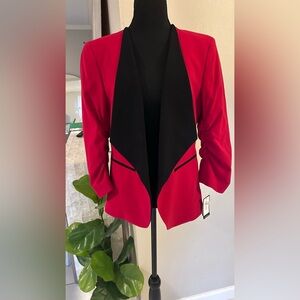 Nine West Women's Contrast Trim Faux Pocket Tuxedo Blazer